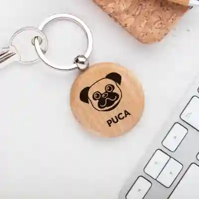 Testreszabott fa kulcstartó - Pug fajta